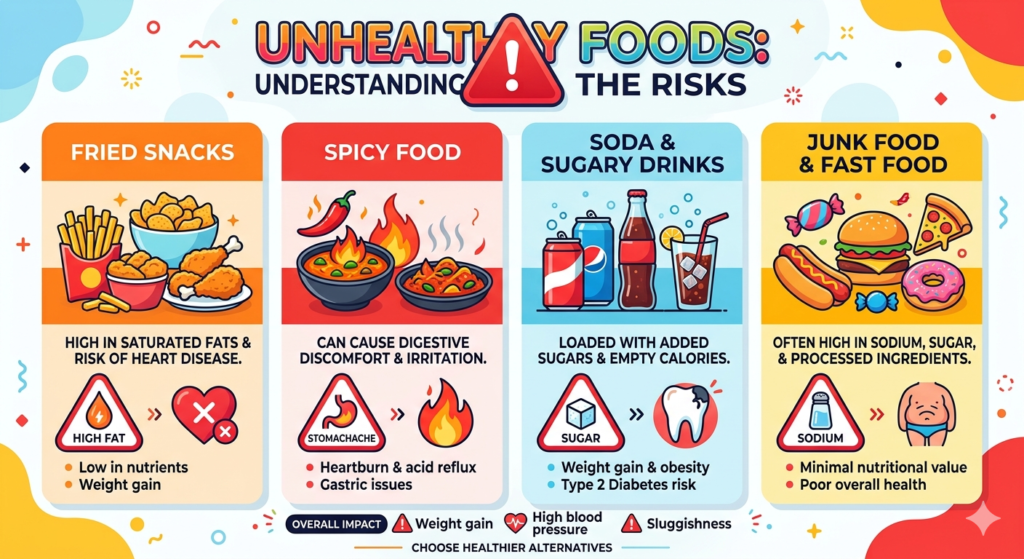 Foods to avoid in diet after laparoscopic hernia surgery like spicy and oily food