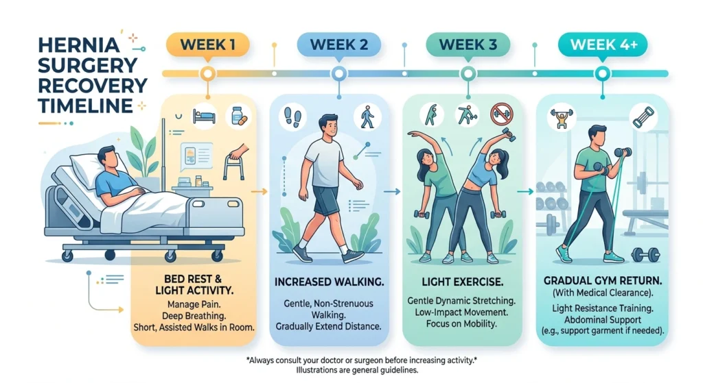 Exercise after hernia surgery timeline