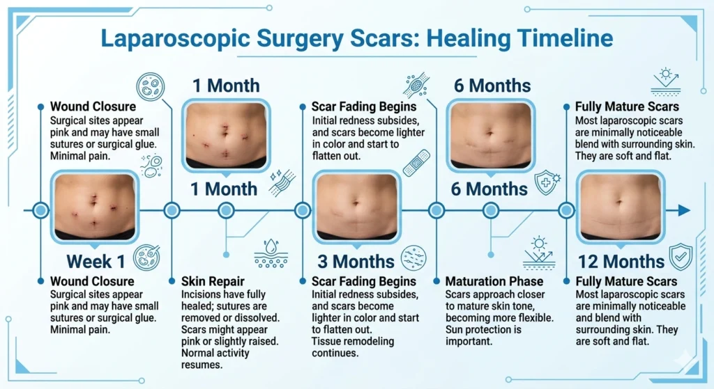 laparoscopic surgery scars healing time