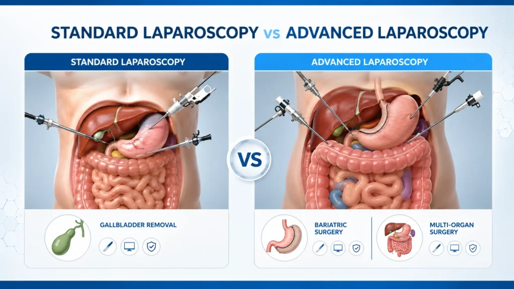 Comparison of advanced procedures performed by a laparoscopic surgeon in Hisar using modern minimally invasive techniques